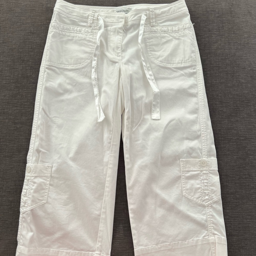 WHBM Bright White Low Rise Capris Crop Pants Sz 4 - Picture 3 of 10